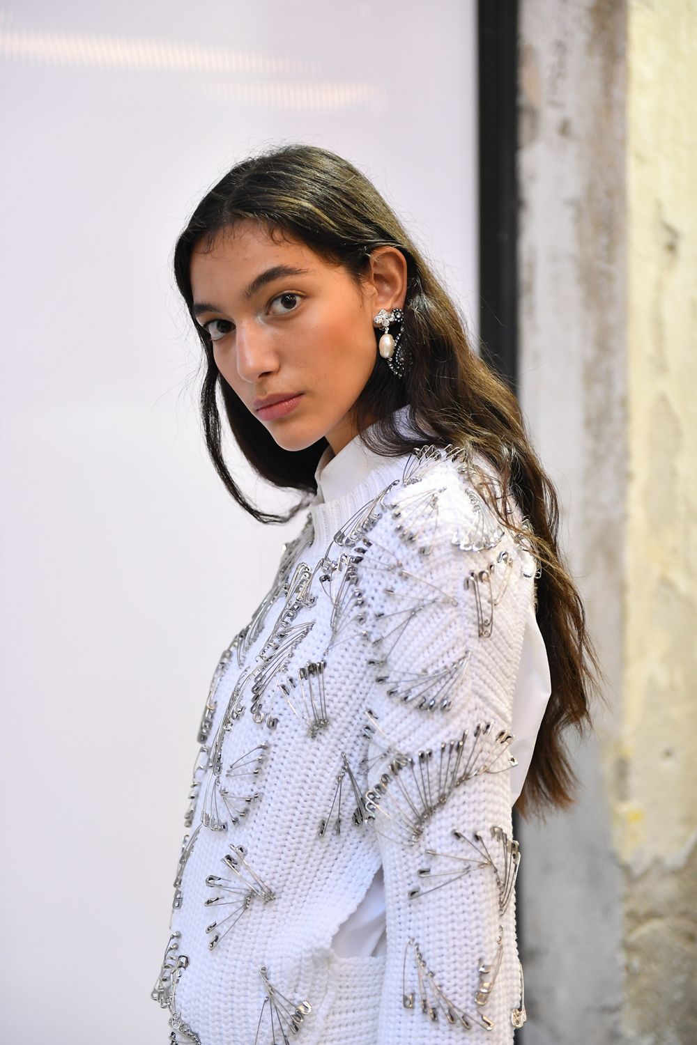 The Dyson Corrale straightener being used at Milan Fashion Week.